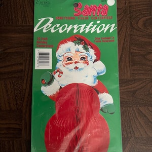 Vintage Eureka Honeycomb Santa / 10&quot; Stand Up Honeycomb Decoration Tissue Christmas Centerpiece