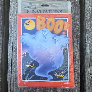 Vintage-Set mit 8 Ghost Boo-Halloween-Party-Einladungen von Hallmark