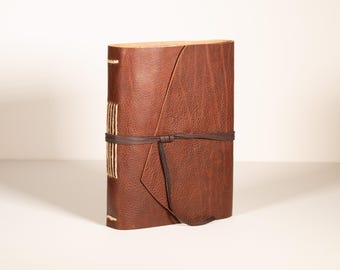 Italian Leather Watercolor Sketch Journal, 8x6, Handmade Amalfi Cotton Paper, 120 Pages