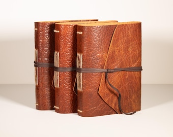 Bison Leather Artist Journal, 8x6, Handmade Amalfi Paper, 140 Pages