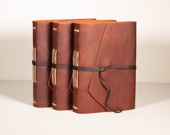 Rustic Leather Journal 8x6, Hand-Stitched Binding, 180 Pages Paper