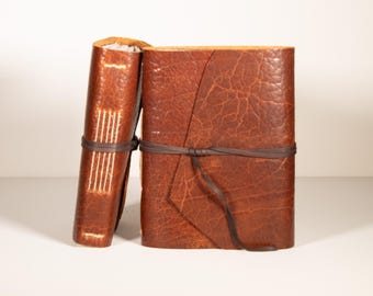 Bison Leather Watercolor Sketch Journal, 8x6, Handmade Amalfi Cotton Paper, 120 Pages