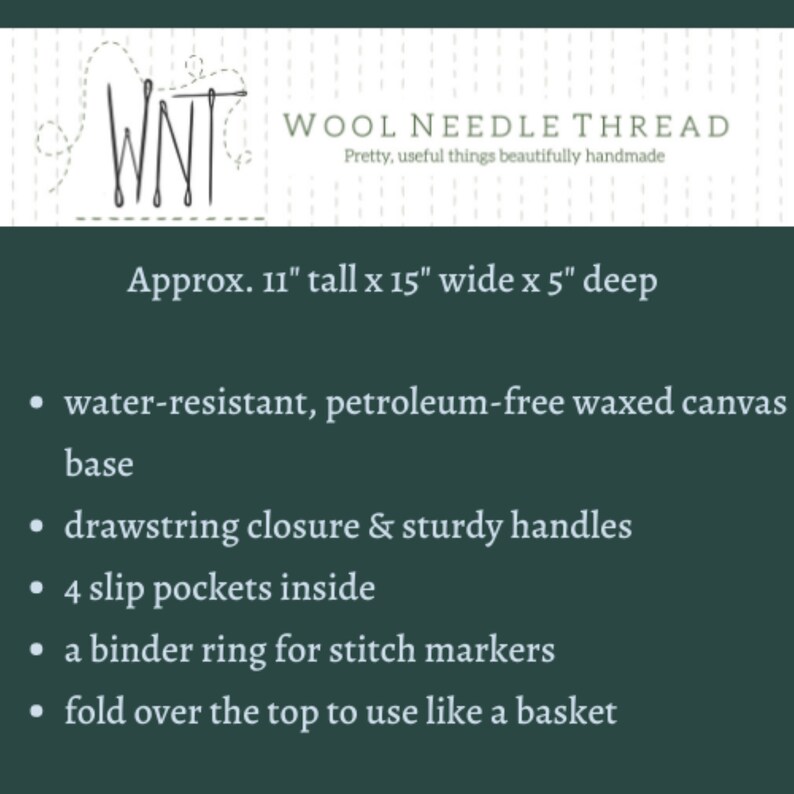 Upcycled Project Bag Waxed Canvas Knitting Bag Birthday Gift Etsy