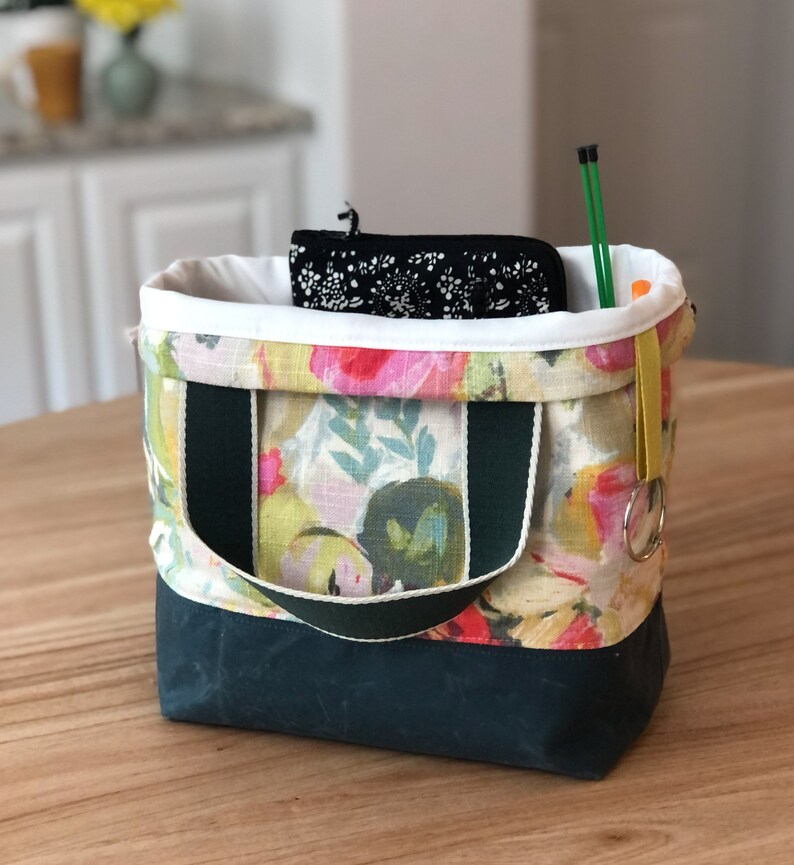 Upcycled Project Bag Waxed Canvas Knitting Bag Birthday Gift Etsy