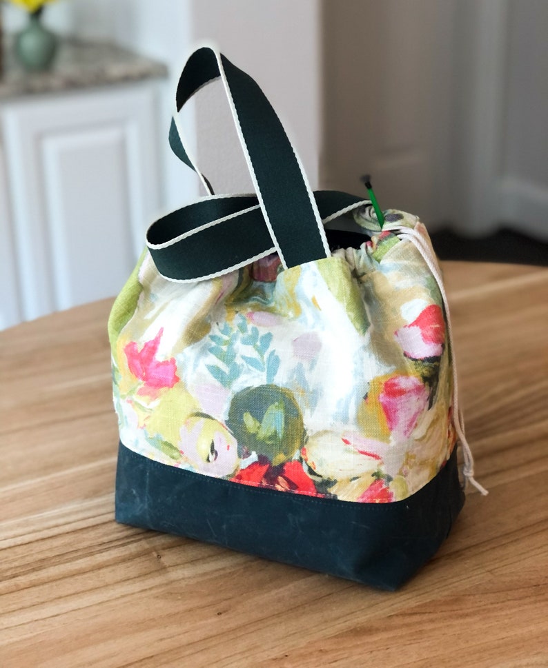 Upcycled Project Bag Waxed Canvas Knitting Bag Birthday Gift Etsy