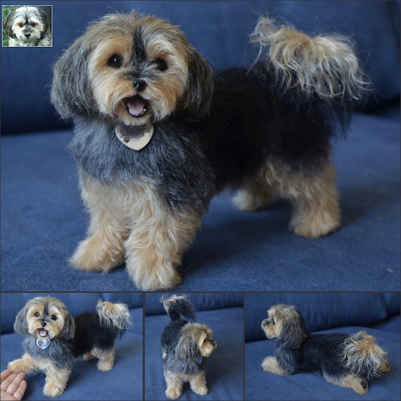 Yorkie Needle Felted Dog Sculpture Made to Order Pet Replica