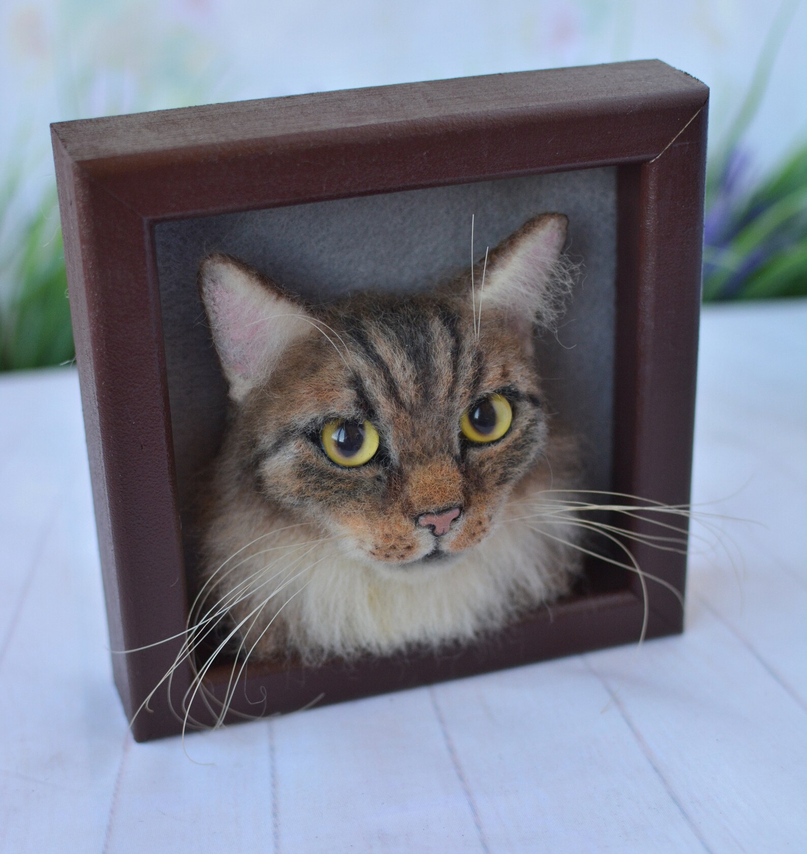 Cat Portrait Sculpture in Frame Needle Felted Cat Felt Kitty Etsy UK
