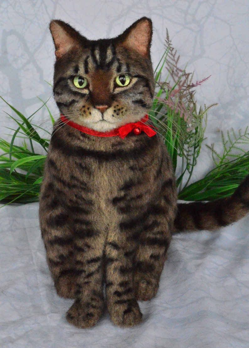 Needle Felted Cat Sculpture Tabby Kitty Memory Pet Portrait Etsy