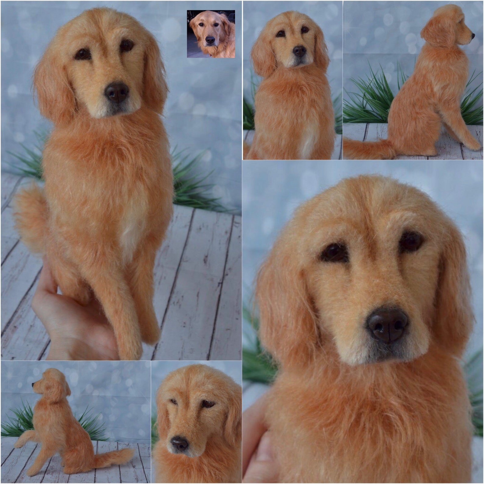 Needle Felted Golden Retriever Realistic Sculpture of Your Pet Etsy