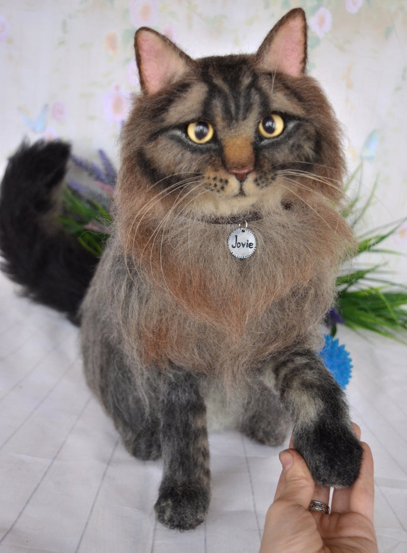 Needle Felted Cat Life sized Sculpture Long haired kitty Etsy