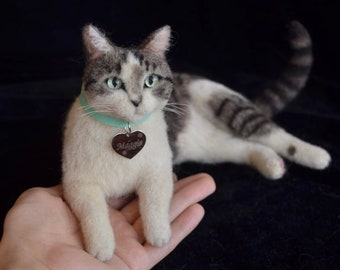 Naaldvilten kattensculptuur: aangepast huisdierportret, herinnering aandenken