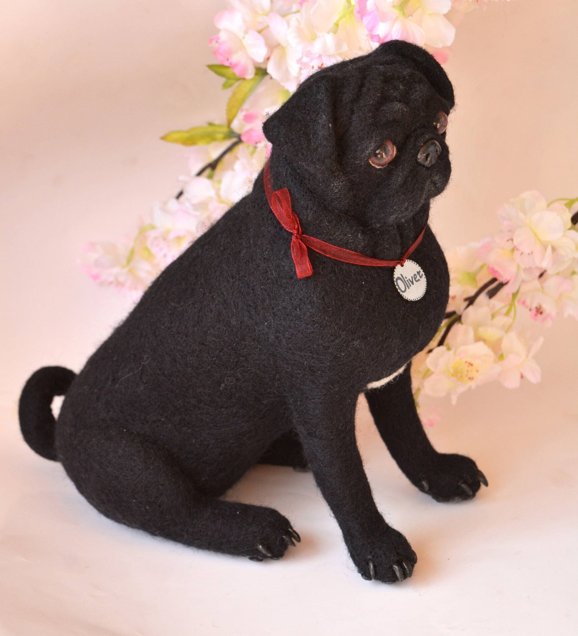 Custom Needle Felted Black Pug Sculpture, Personalized Pet Portrait - Etsy