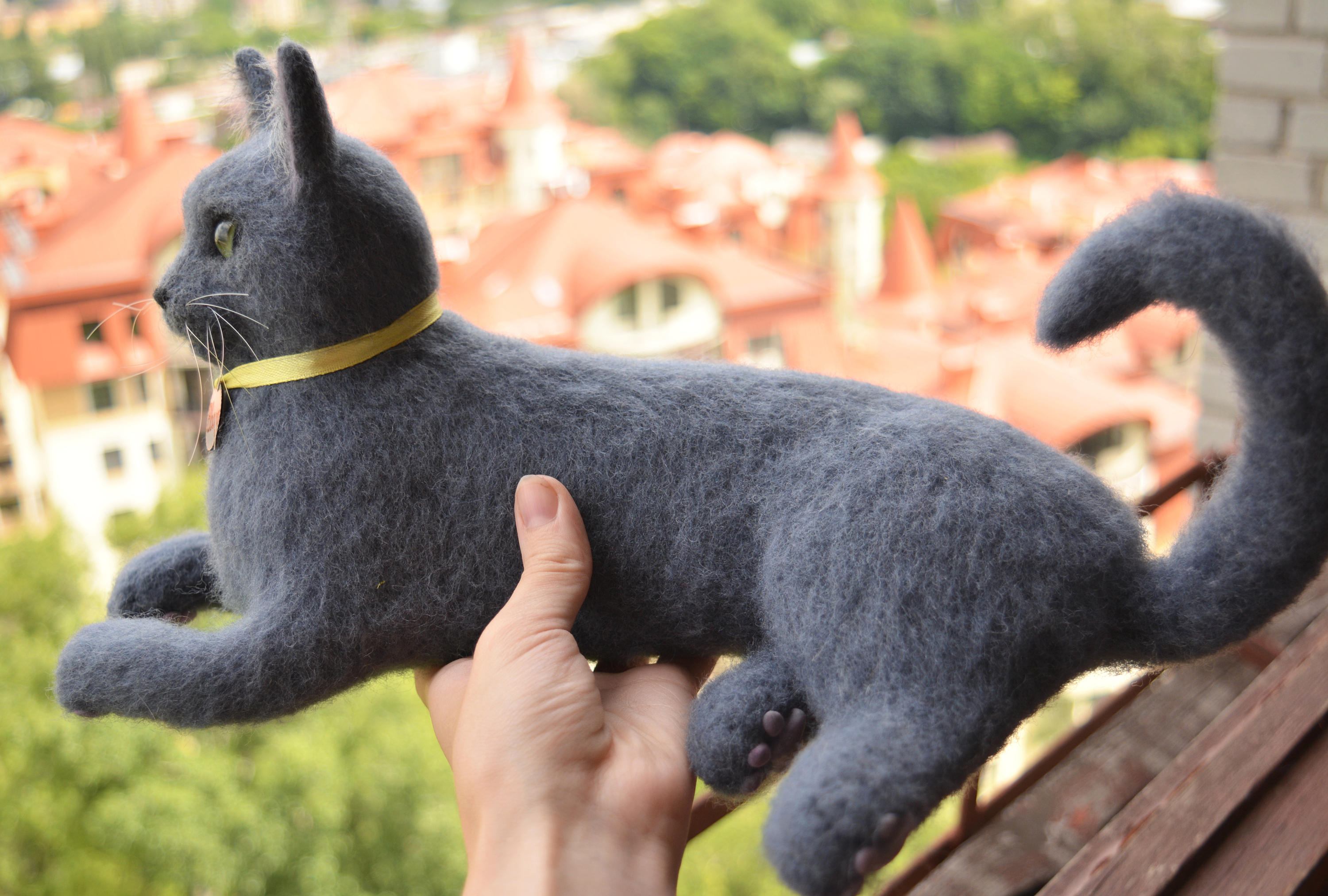 Needle Felted Russian Blue Cat Sculpture Memory Pet Portrait | Etsy