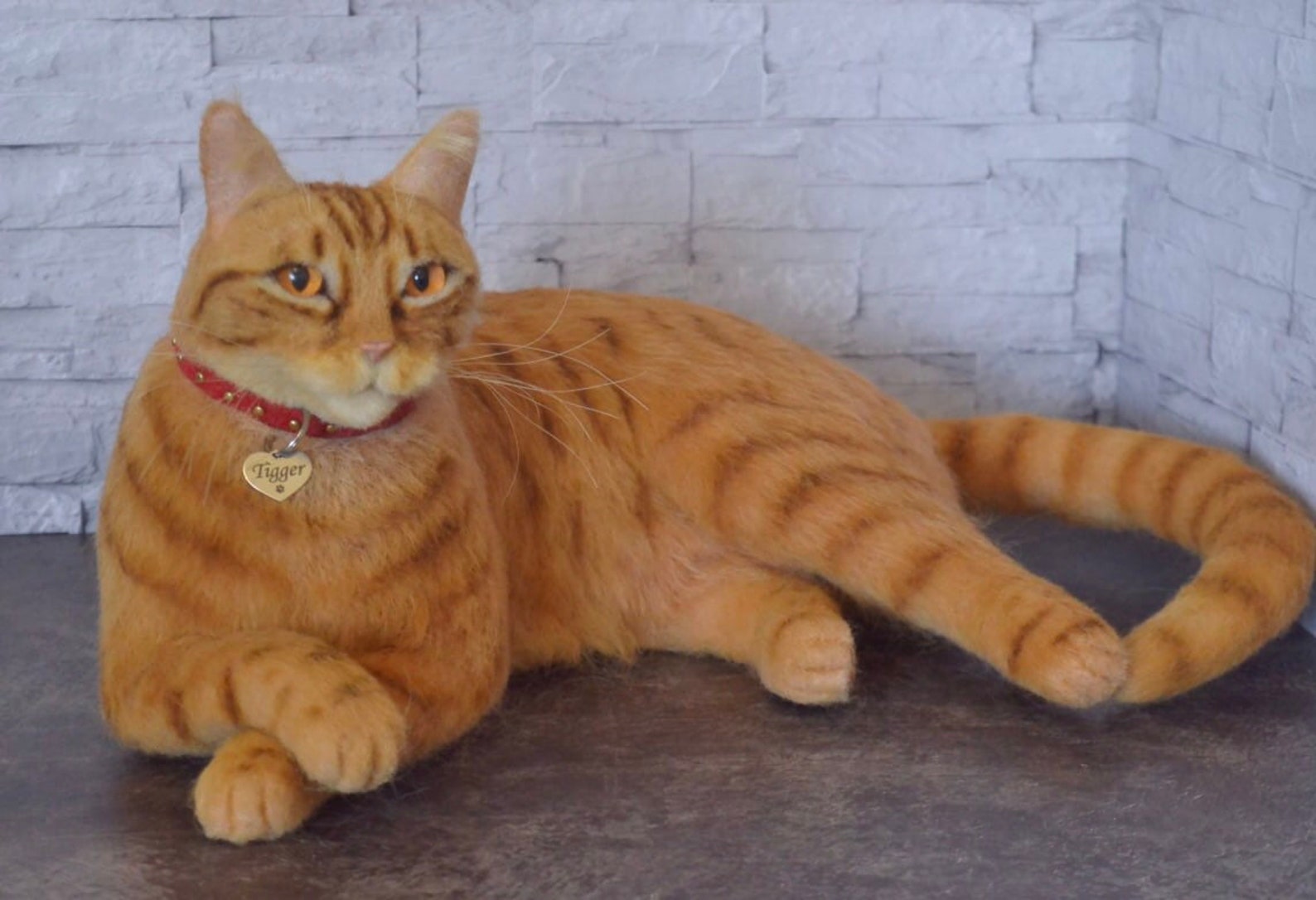 Needle Felted Cat Life Sized Sculpture Tabby Orange Cat Memory Etsy