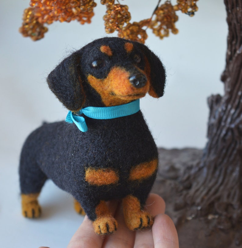 Needle Felted Dachshund Sculpture Pet replica stuffed dog Etsy