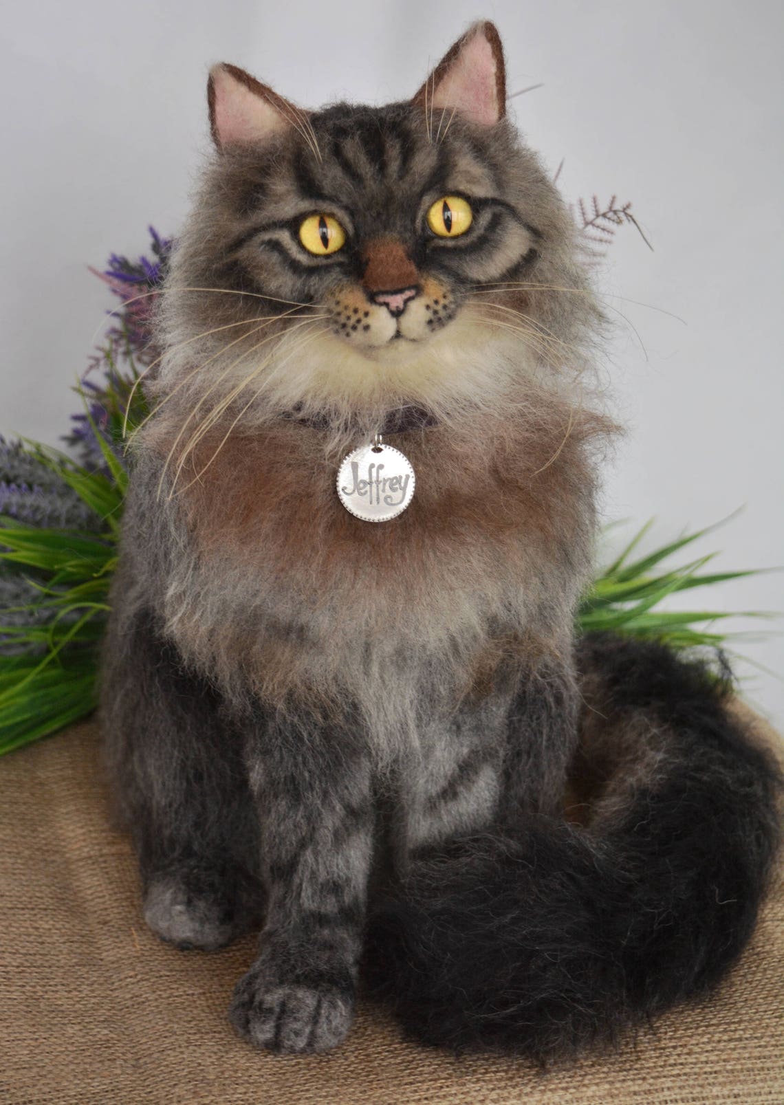 Needle Felted Cat Life sized Sculpture Long haired kitty Etsy