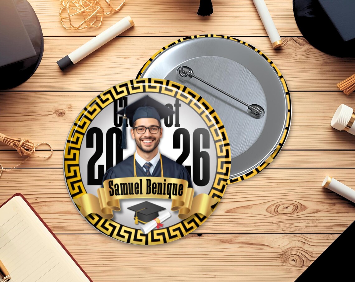 Editable Graduation Button Templates | Class of 2026 | 6 Canva Pro ...