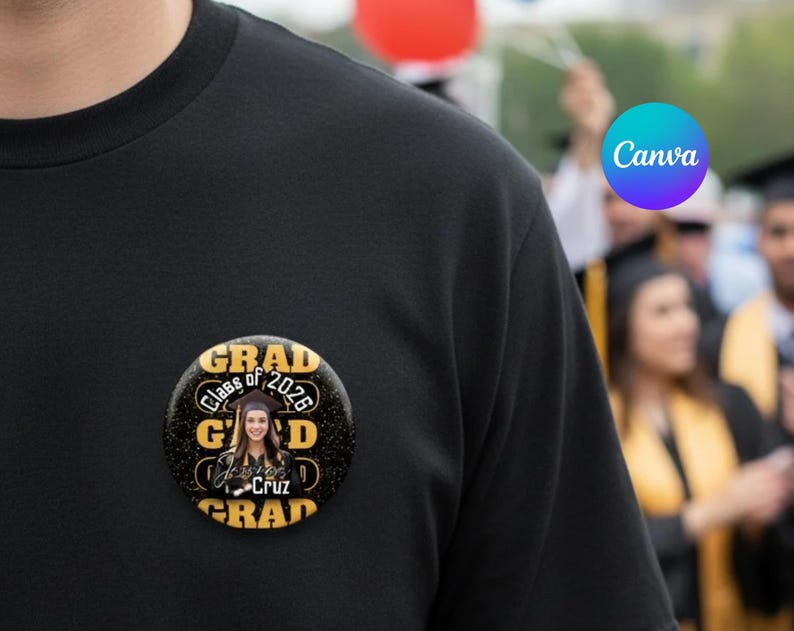 Graduation Button Template: Editable Senior Design (canva) - Etsy