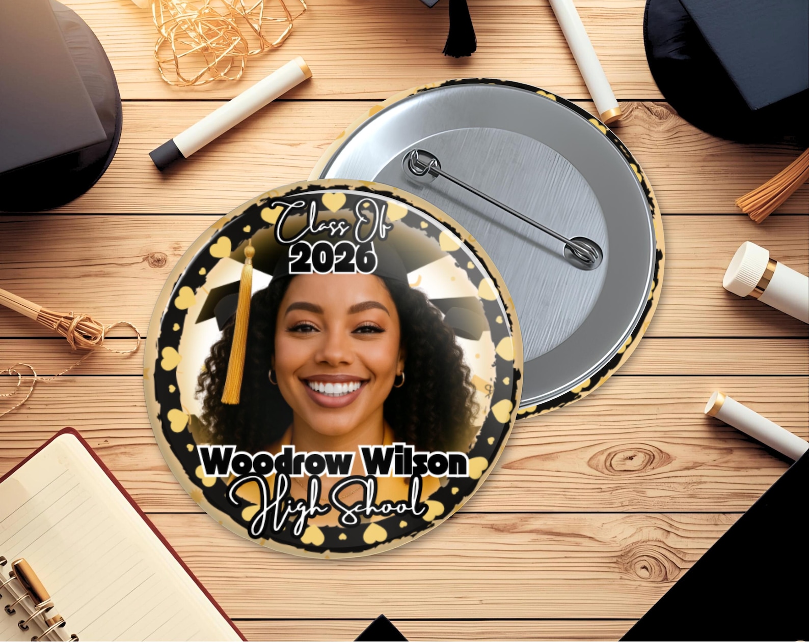 Editable Graduation Button Templates | Class of 2026 | 6 Canva Pro ...