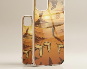 Surreal Desert Art iPhone Case – Dali Melting Clocks Clear Phone Cover