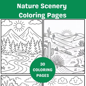 Nature Scenery Coloring Pages | 30 Page Instant Download Kids Coloring Activity