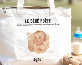 Borsa tote mamma e bebè con cerniera – ampia borsa tote in cotone spesso, pratica per lo shopping e per l'uso quotidiano, con organizer interno