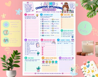 ADHD Cognitive Offloading Planner | Brain Dump & Task Organization Worksheet | Executive Function PDF