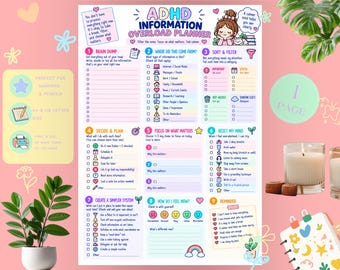 ADHD Information Overload Planner | Organize & Filter Information Worksheet | Executive Function PDF