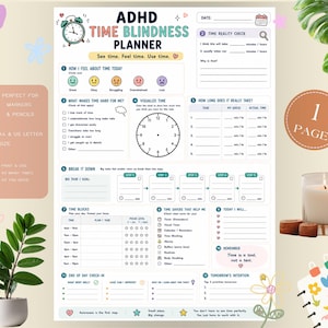 ADHD Time Blindness Planner Printable | Time Management Worksheet | Visual Time Tracker & Executive Function PDF image 1