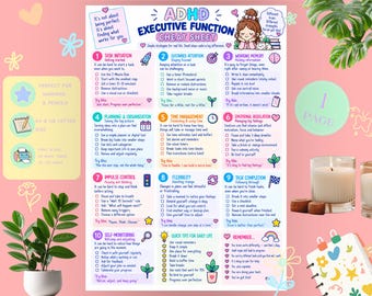 ADHD Executive Function Cheat Sheet | Focus, Planning & Organization Printable | ADHD PDF