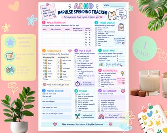 ADHD Impulse Spending Tracker Printable | Spending Log & Money Awareness Worksheet | Budget PDF