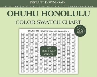 Ohuhu 320 Color Swatch Chart Bundle | Printable Marker Color Chart | Blank & Pre-Filled Template | New + Old Codes PDF