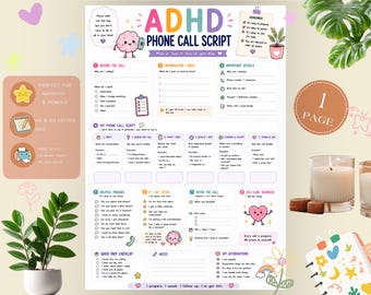 ADHD Phone Call Script Printable | Phone Anxiety & Call Planner | Communication Worksheet PDF