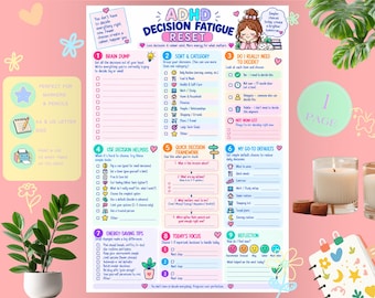 ADHD Decision Fatigue Reset Printable | Decision Making & Overwhelm Worksheet | Executive Function PDF