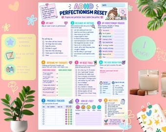ADHD Perfectionism Reset Printable | Good Enough Worksheet & Productivity Planner | Executive Function PDF
