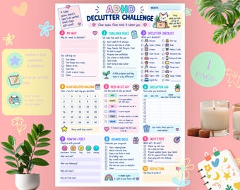 ADHD Declutter Challenge Printable | 30 Day Decluttering Checklist & Home Organization PDF