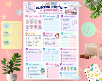 ADHD Rejection Sensitivity Journal Printable | RSD Reflection & Emotional Regulation Worksheet PDF