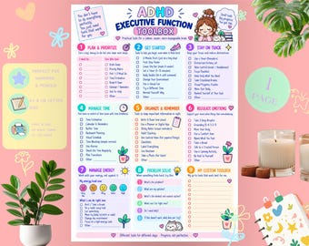 ADHD Executive Function Toolbox Printable | Focus, Planning & Organization Tools | ADHD PDF