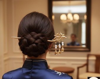 Chinese Style Tassel Hair Stick – Vintage Hair Styling Accessories for Girls, Hanfu Dress, Classic Hairpin Fork Jewellery & Tiaras