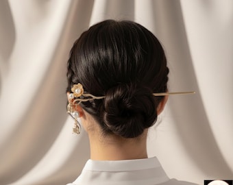 Vintage Chinese Style Hanfu Hair Stick for Women – Metal Flower Hair Fork & Hair Chopsticks, Elegant Hairpin Jewelry Accessories
