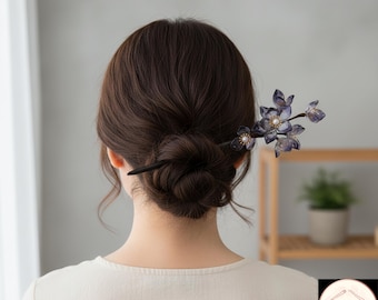 Sandalwood Flower Hairpin Forks – Chinese Style Hair Sticks, Retro Hanfu Hair Accessories, Fairy Cheongsam Hair Bun Jewellery Tiara