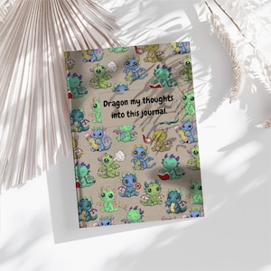 Enchanting Dragon Hardcover Journal, Fantasy Notebook for Young Adults, Gift for Writers, Dream Journal, Cute Stationery