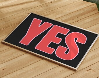 YES Poster – Bold Typography Red Word Art Digital Download