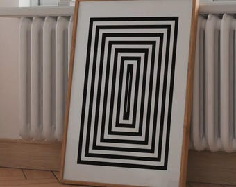 Poster Boîtes – Art mural géométrique noir et blanc imprimable