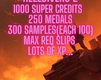 HELLDIVERS 2 - 1000 supercréditos + 250 medallas + 300 muestras + Máx. R slips + XP + más