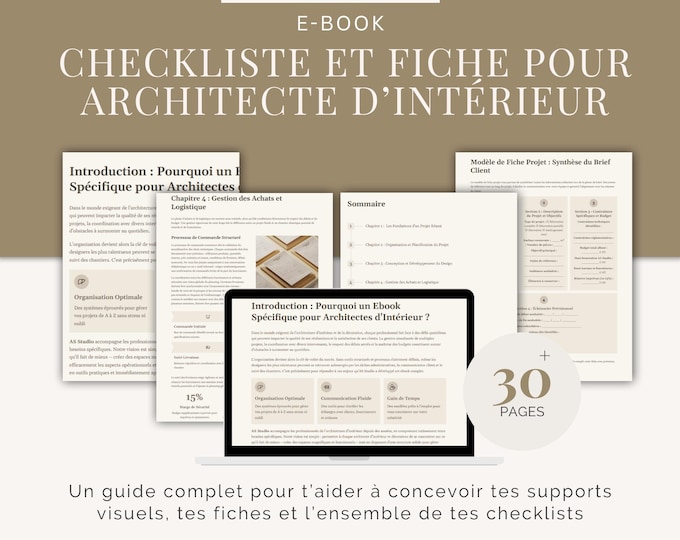 Ebook checklists and project sheet template for interior designers and decorators