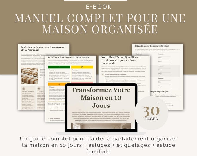 Ebook Manual for organizing and tidying your home / Tidy family home / Template and checklist for organizing your home