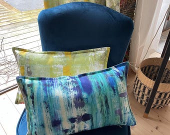 Colorful cushion with a unique pattern designed by Céline Prigent for ZELIE Deco