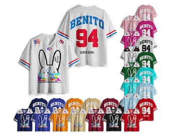 Puerto Rico teamshirt, Benito 94 voetbalshirt, Benito Bowl Bad Bunny-shirt, Bad Bunny LX-shirt, mesh-jersey, sportshirt, cadeau voor fans