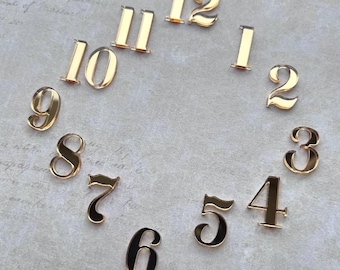 Gold Mirror Acrylic Clock Numbers Set 12pcs, Laser Cut Arabic Numerals for Wall Clock Making